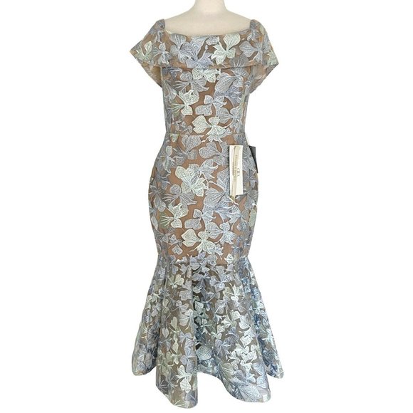 COPY - Bronx and Banco Embroidered Butterfly Blue Off The Shoulder Midi Mermaid… - Picture 1 of 7